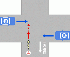 一方通行を逆走する自転車